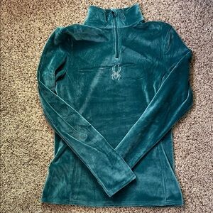 Spyder Shimmer Bug Forest Green Quarter-Zip Fleece Pullover